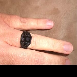 Princess cut Onyx Black Beautiful Ring size 8.5